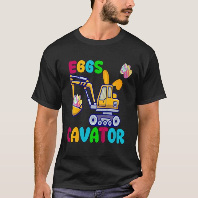 Camiseta EggsCavator Happy Easter Funny Excavator Hunting E (Frente)
