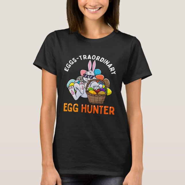 Camiseta Eggspert Egg Hunter Páscoa Garota Coelhinha Ovos (Frente)