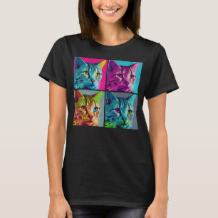 Camiseta Egípcio Mau Cat Pop com Ilustração Colorida Animal