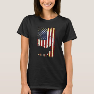 Camiseta Egípcio Mau Silhouette American Flag 4 De Julho
