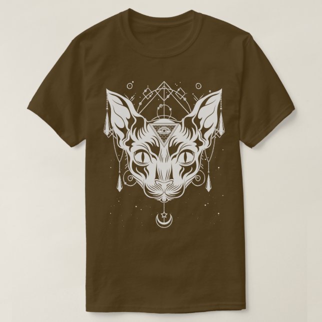 Camiseta Egípcio Sphynx Cat Gothic Wicca Witch Pagan Ocbecc (Frente do Design)