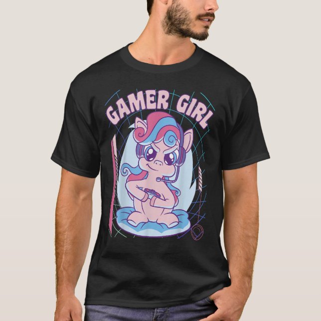 Camiseta eGirl Unicorn Gamer Girl (Frente)
