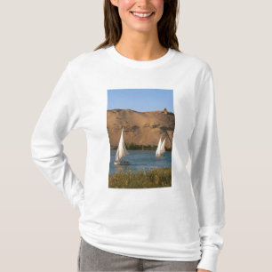 Camiseta Egito, Assuã, Rio Nilo, barcos à vela Felucca,