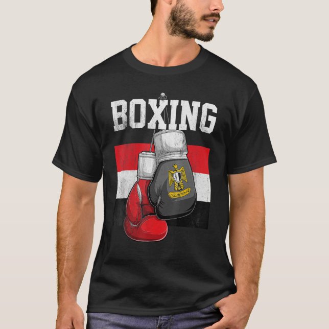 Camiseta Egito Boxando Luvas Boxer Bandeiras Egípcias (Frente)