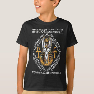 Camiseta Egito Deus Anubis Ankh Egito Hieroglifos