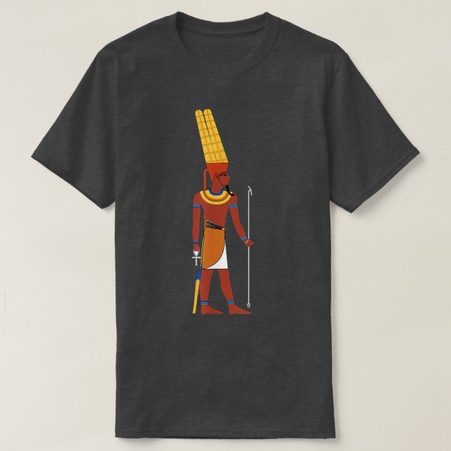 Camiseta Egito, Deus Egípcio Amun King Deity Scepter Tshir (Frente do Design)