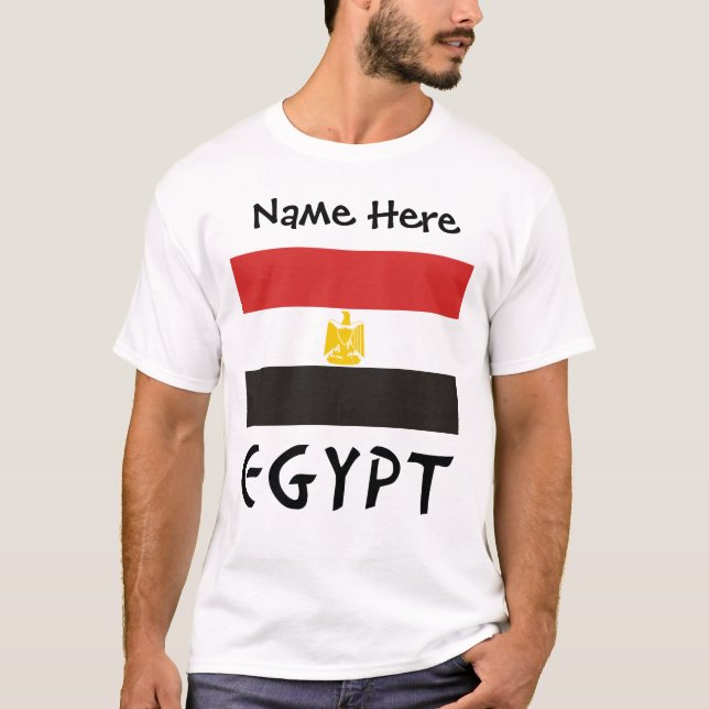 Camiseta Egito e Dlag egípcio com o seu nome (Frente)