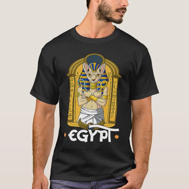 Camiseta Egito Gato Egípcio Sphynx Pharaoh 1 (Frente)