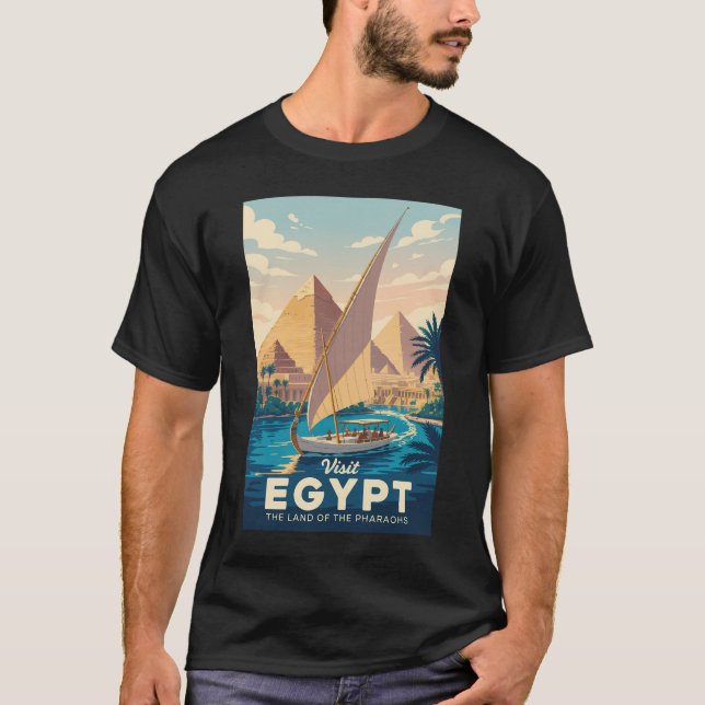 Camiseta Egypt Pyramid Illustration Travel Art Vintage (Frente)