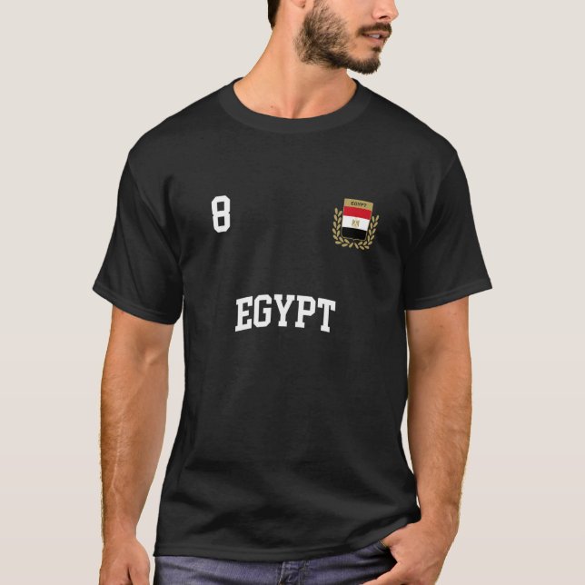 Camiseta Egypt Team Sports Number 8 Soccer Egyptian Flag (Frente)