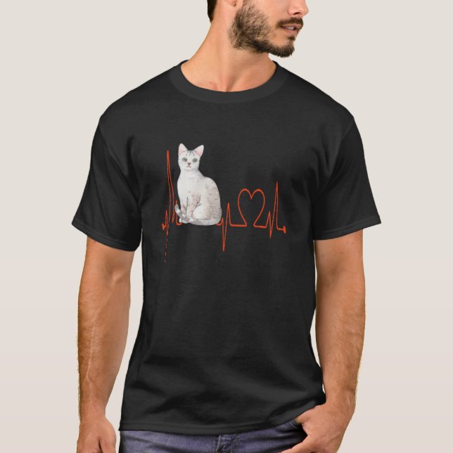 Camiseta Egyptian Ma My Heartbeat EKG Cat Mom Cat Dad Cat (Frente)