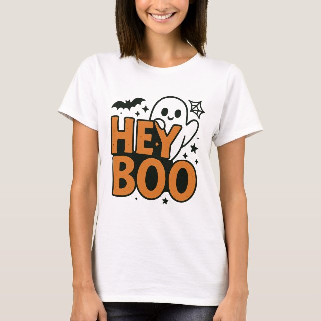 Camiseta Ei Boo | Curiosa Alameda das Mulheres Laranja e Es (Frente)
