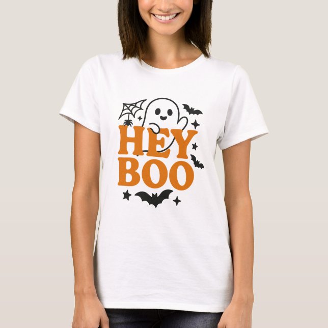 Camiseta Ei Boo | Curiosa Alameda das Mulheres Laranja e Es (Frente)