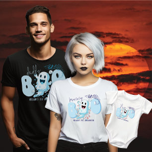 Camiseta Ei Boo Cute Blue Bat Ghost Baby Boy 1 rua Hallowee