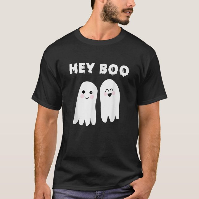 Camiseta Ei Boo Cute Fantasma Figurino de Halloween (Frente)