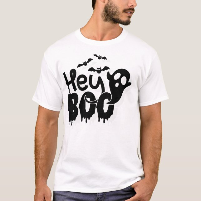 Camiseta Ei Boo Halloween Divertido (Frente)