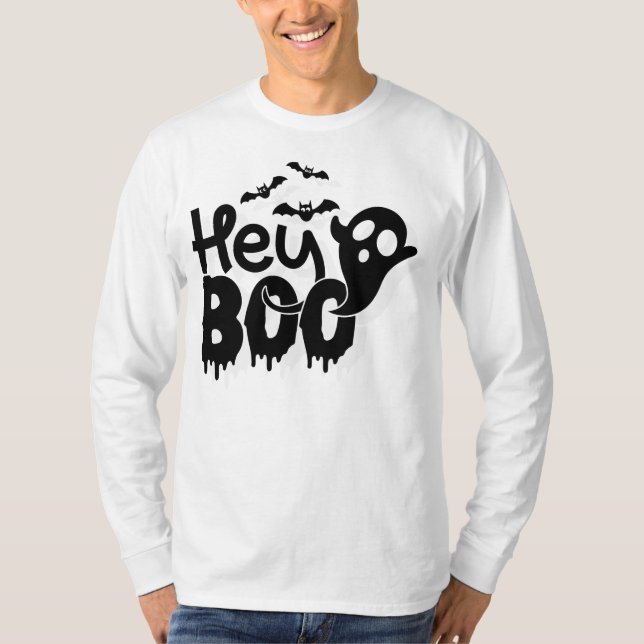 Camiseta Ei Boo Halloween Divertido (Frente)