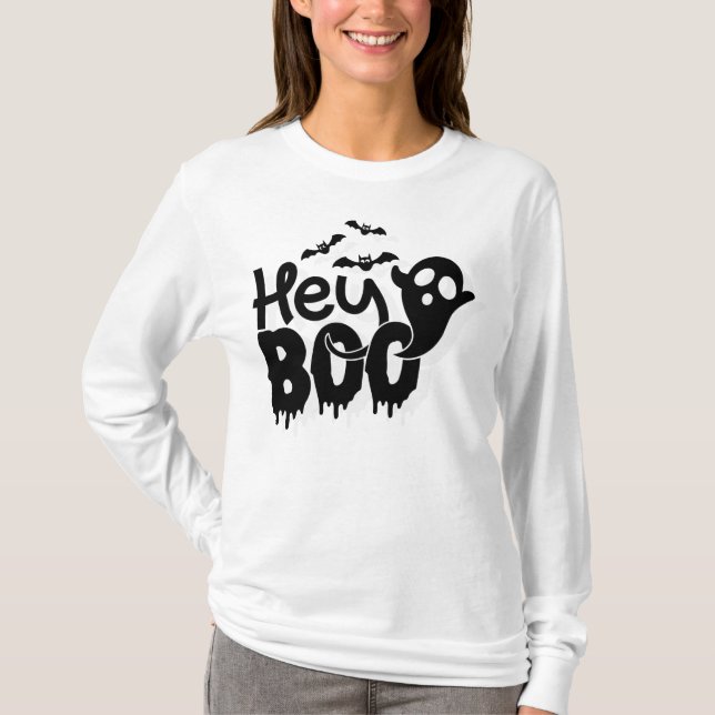 Camiseta Ei Boo Halloween Divertido (Frente)