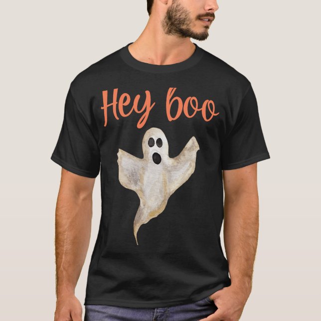 Camiseta Ei, Boo Halloween Fantasma Fantasia Correspondente (Frente)