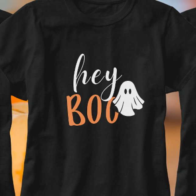 Camiseta Ei Boo Laranja Dia de as Bruxas engraçado Negro Fa (Criador carregado)