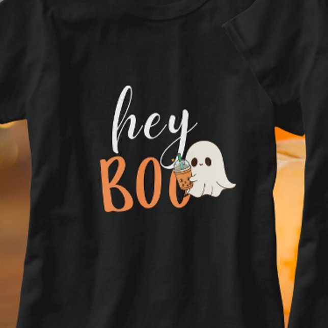 Camiseta Ei Boo Laranja Dia de as Bruxas engraçado Negro Fa (Criador carregado)