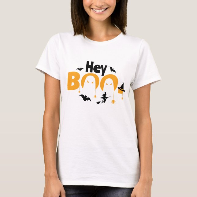 Camiseta Ei, boo, laranja engraçado (Frente)