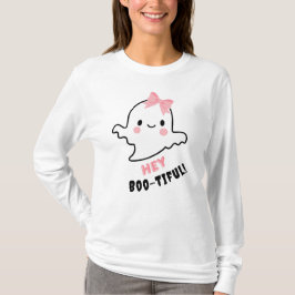 Camiseta Ei, Boo-Linda! Fantasma Bonita Com Halloween De Ar