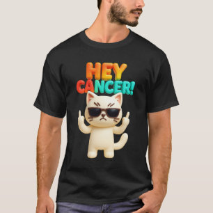 Camiseta Ei Cancer F U Memória Engraçada Gato De Dedo Médio