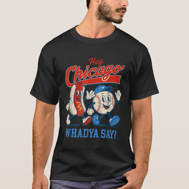 Camiseta Ei Chicago Whadya Diga Baseball E Hot Dog 4 De (Frente)