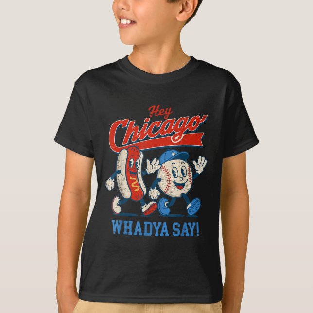 Camiseta Ei Chicago Whadya Diga Baseball E Hot Dog 4 De (Frente)