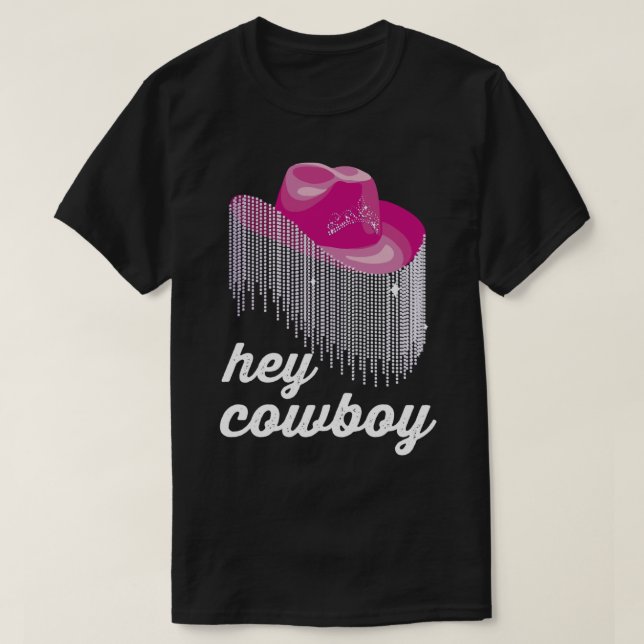 Camiseta Ei Cowboy Engraçado Cowgirl Hat (Frente do Design)