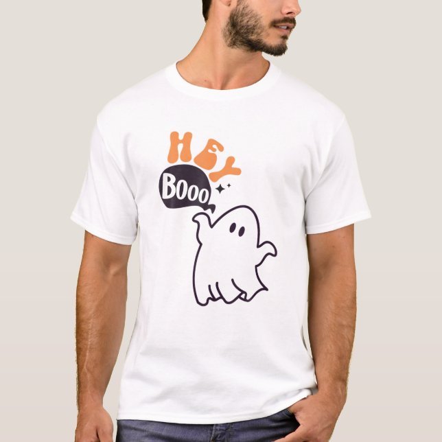 Camiseta Ei Dia de as Bruxas engraçado Boo Pun Ghost Spooky (Frente)