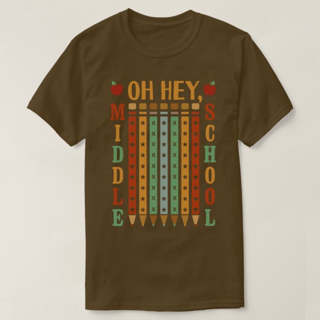 Camiseta Ei, Escola Média de Volta à Escola (Frente do Design)