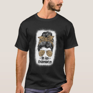 Camiseta Ei, Jardim Infantil Leopard Messy Bun Para Profess