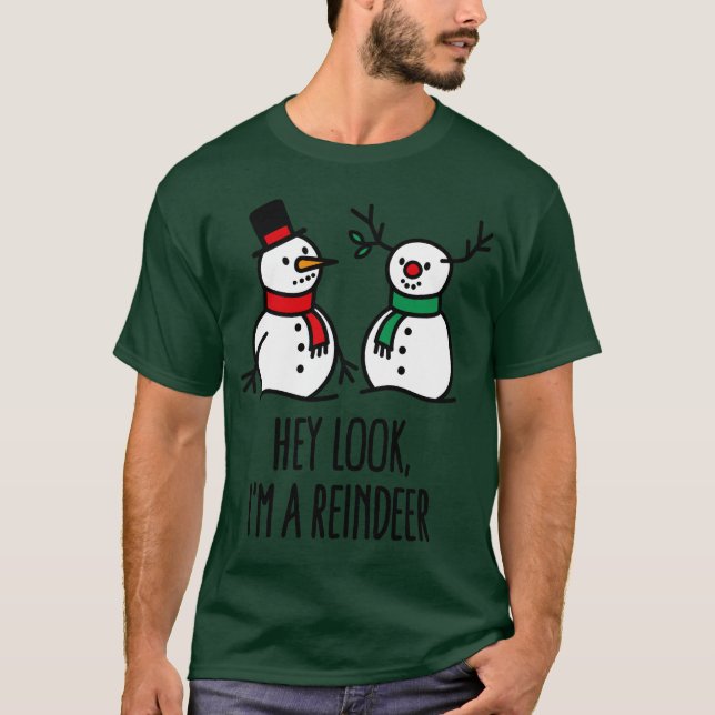 Camiseta Ei, olhe, eu sou um presente de boneco de neve de  (Frente)