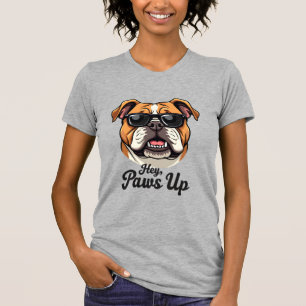 Camiseta Ei Patas para Cima Bulldog Vintage com Óculos de S