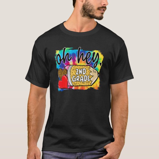Camiseta Ei, segundo, Lápis Cardíaco, Tie De Volta Para Sch (Frente)