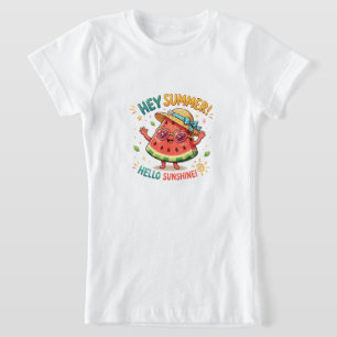 Camiseta Ei Verão Olá Brilho Melancia
