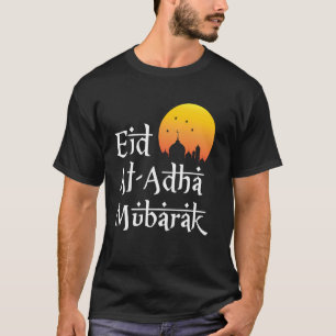Camiseta Eid Al-Adha Mubarak Mesquita Crescente Desenho Isl