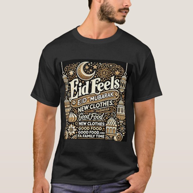 Camiseta Eid Al Fitr Mubarak Tshirt Para Homens (Frente)