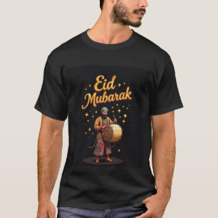 Camiseta Eid Mubarak Drummer Celebração de Arte