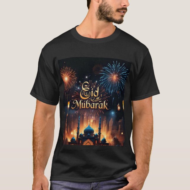 Camiseta Eid Mubarak Fireworks Celebration Mens Tshirt (Frente)