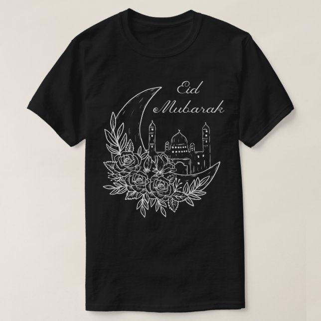 Camiseta Eid Mubarak para celebrar Eid Al Adha ou Eid Al Fi (Frente do Design)