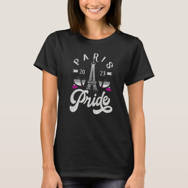Camiseta Eiffel Tower Asexual Pride Flag Paris Pride 2023 (Frente)