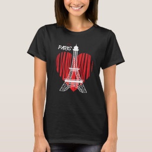 Camiseta Eiffel Tower Heart Love Paris France Souvenir Fren