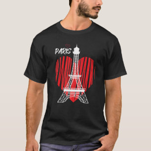 Camiseta Eiffel Tower Heart Love Paris France Souvenir Fren