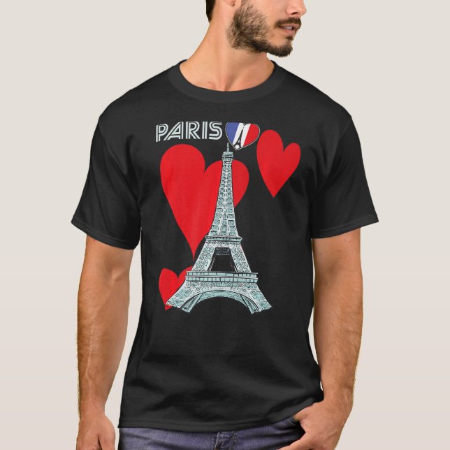 Camiseta Eiffel Tower I Love Paris France Souvenir French (Frente)