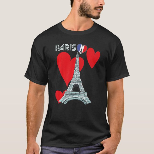 Camiseta Eiffel Tower I Love Paris France Souvenir French (Frente)