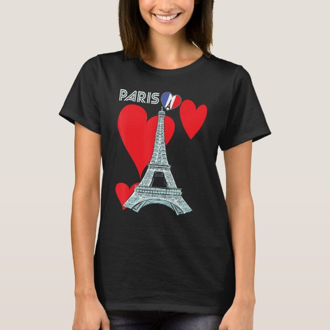 Camiseta Eiffel Tower I Love Paris France Souvenir French (Frente)
