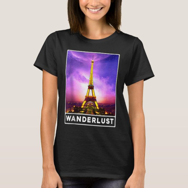 Camiseta Eiffel Tower Paris França Wanderlust (Frente)